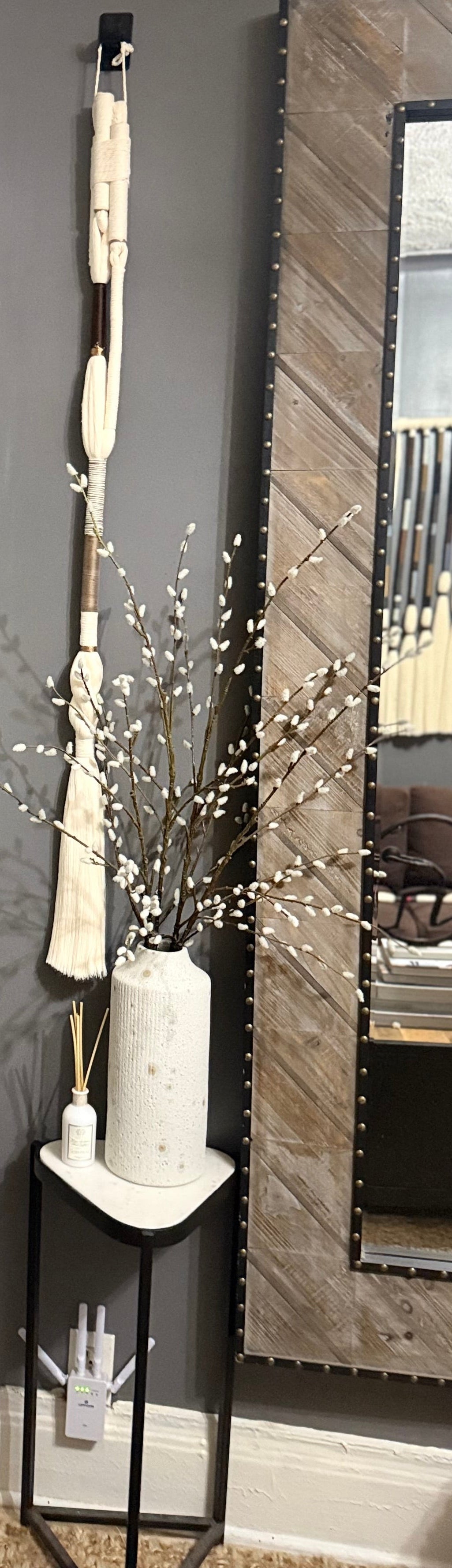 Earthline Vertical Macrame’ Wall Hanging/ chocolate Brown & Beige Fiber Art